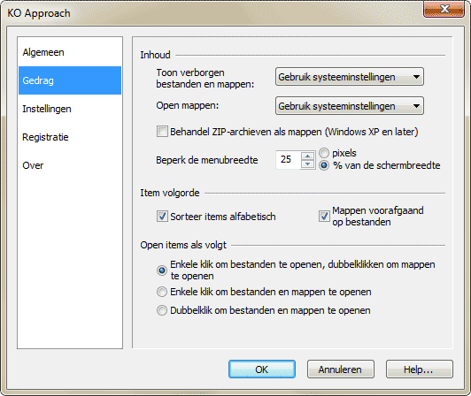 Behavior tab